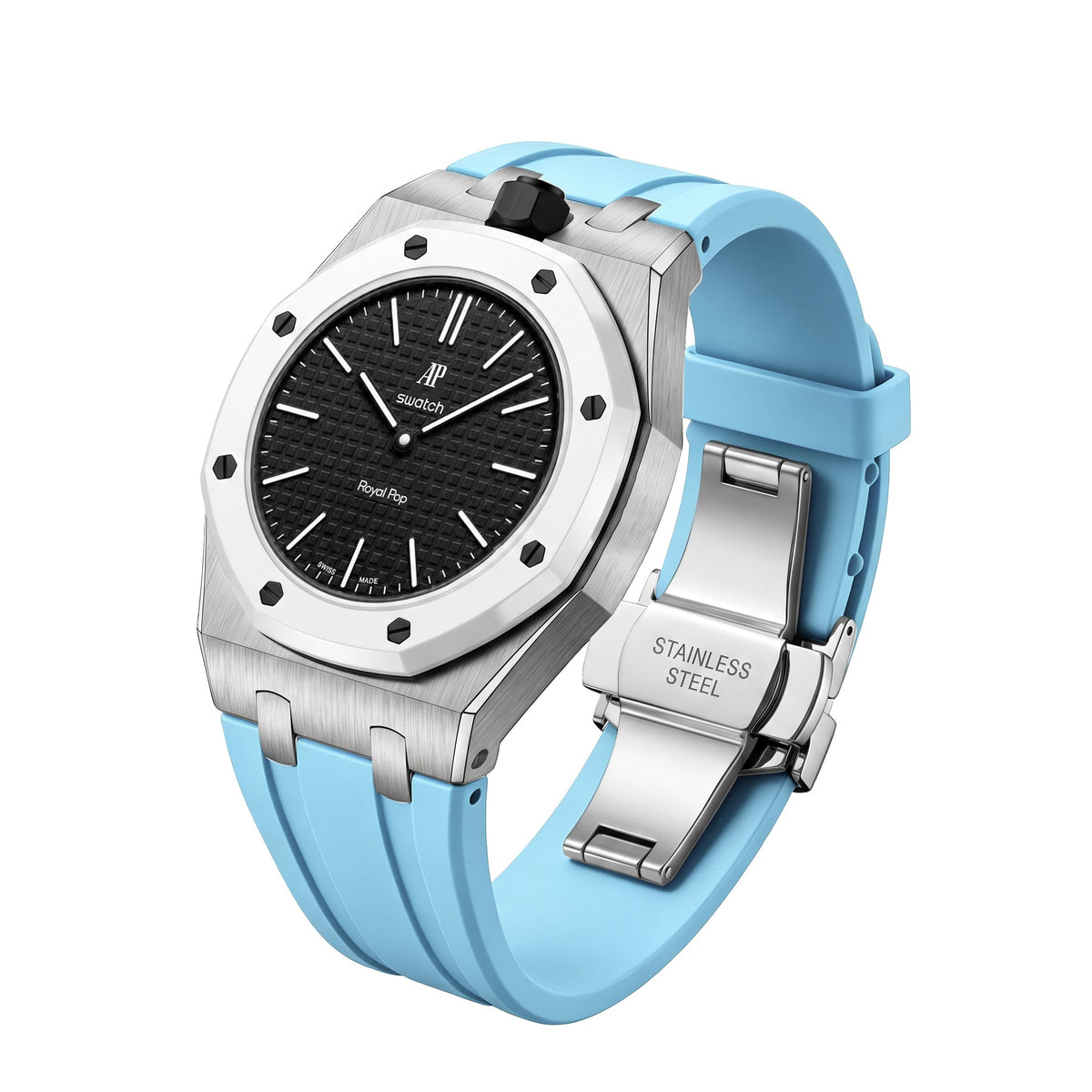 [Bling Jewelrys]Royal Oak Pop Exclusive Steel Case & Silicone Strap With Cradle