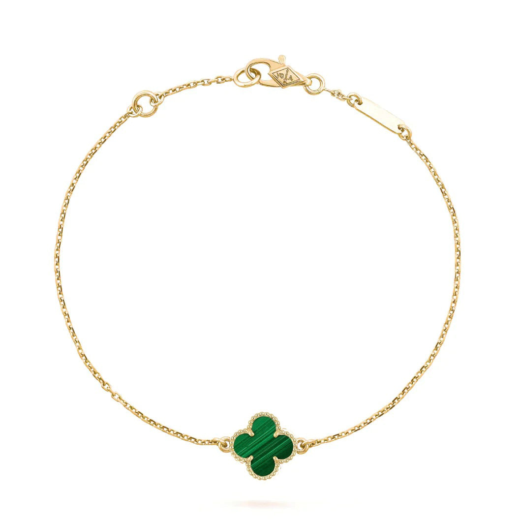 [Bling Jewelrys ]KLEEBLATT-ARMBAND MALACHIT 1 MOTIV