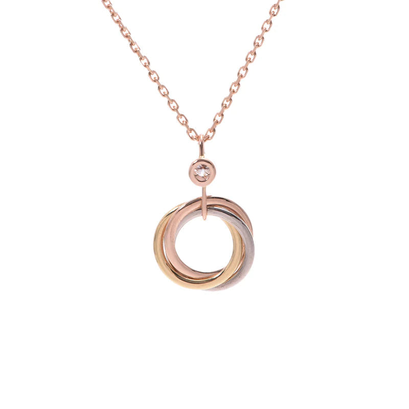[Bling Jewelrys ]TRINITY SILVER GOLD PINK GOLD NECKLACE