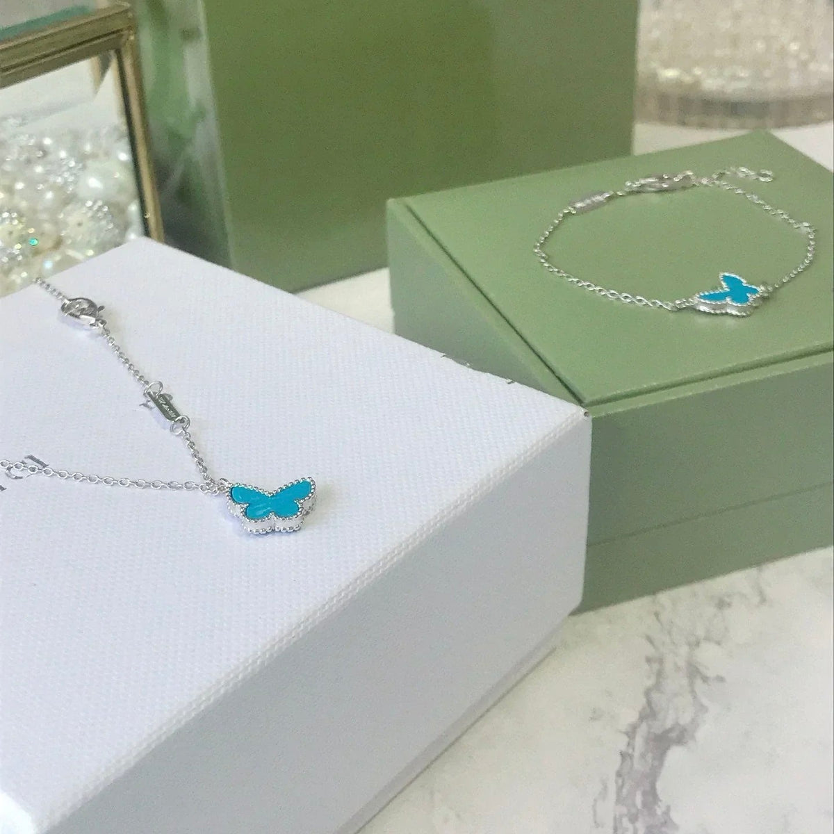 [Bling Jewelrys ]BUTTERFLY TURQUOISE BUTTERFLY BRACELET SILVER