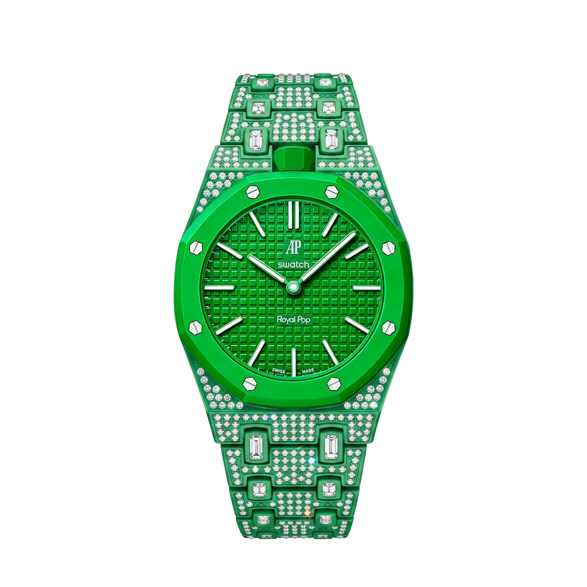 [Bling Jewelrys]Royal Oak Pop Exclusive Bioceramic Case & Bioceramic Strap Full Diamond