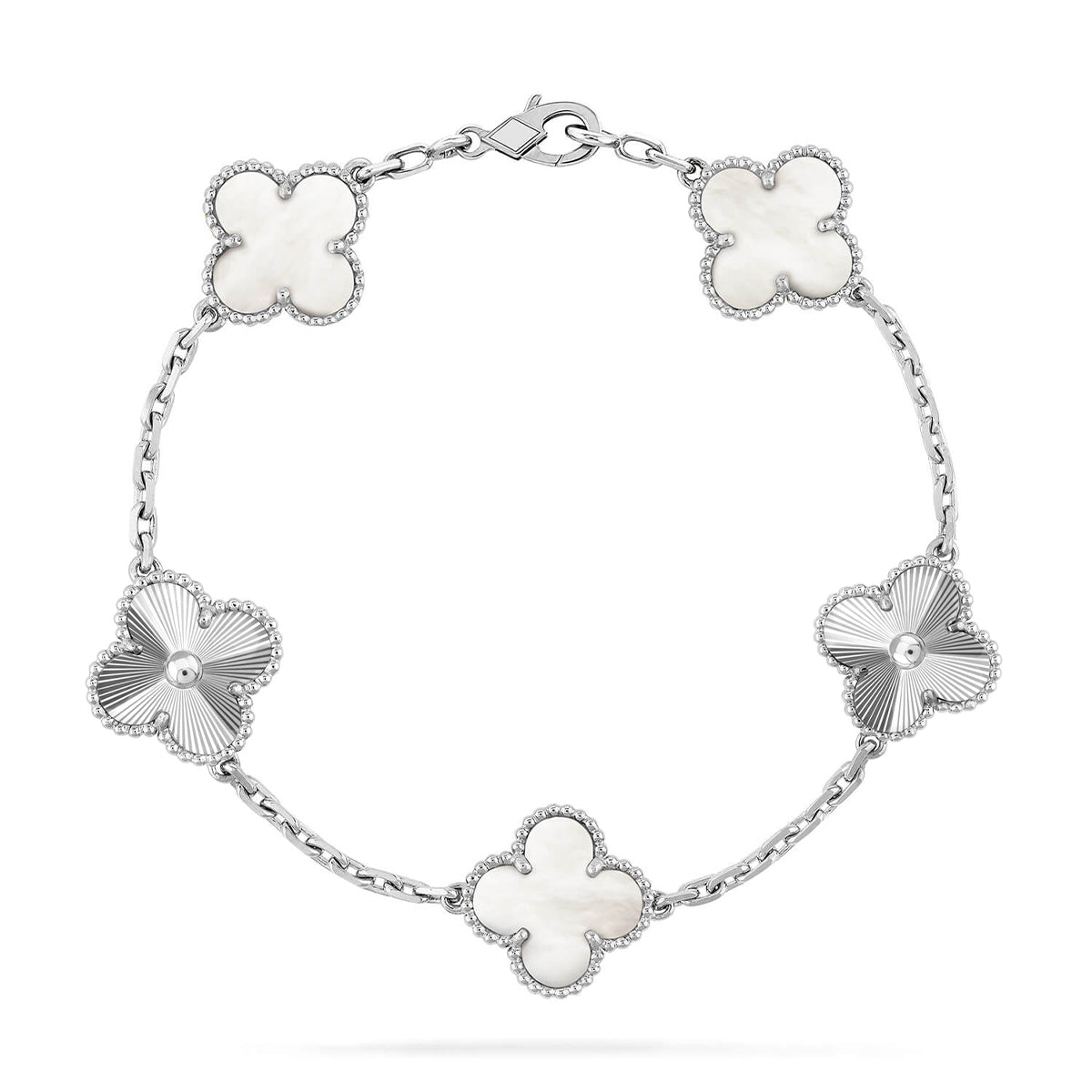 [Bling Jewelry] KLEEBATT WEISSE PERLMUTT 5-MOTIV ARMBAND KOLLEKTION
