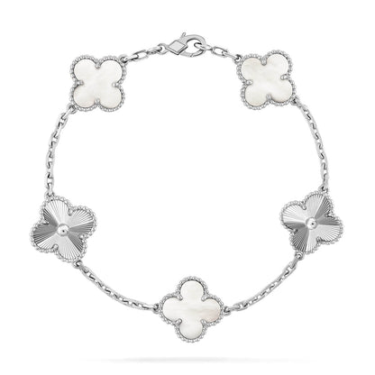 [Bling Jewelry] KLEEBATT WEISSE PERLMUTT 5-MOTIV ARMBAND KOLLEKTION