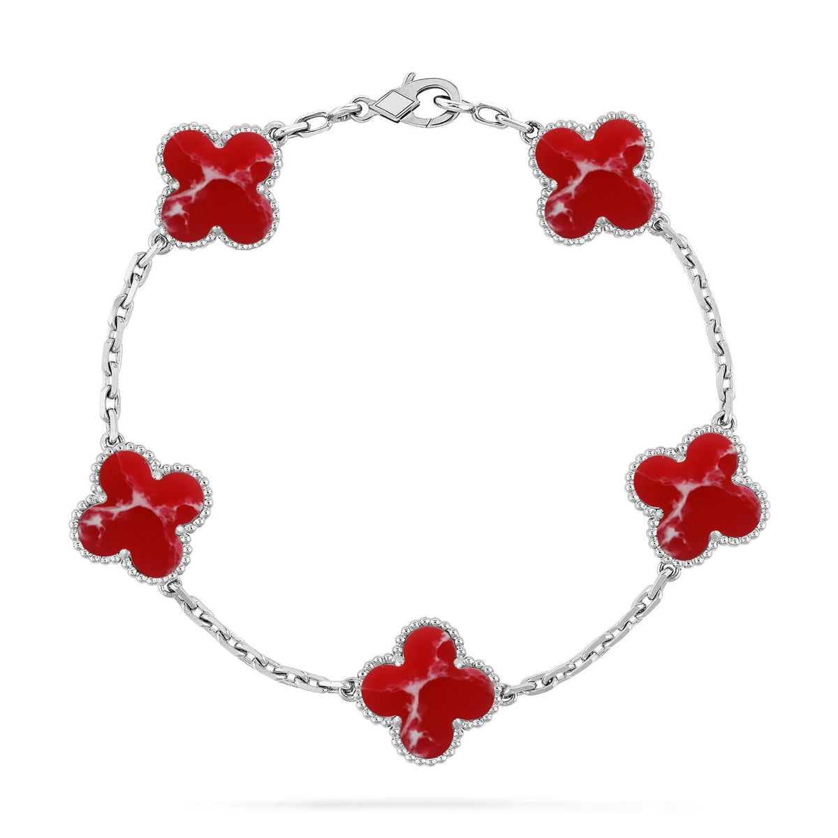 {
  "Bling Jewelrys": "Bling Jewelrys",
  "CLOVER 5 MOTIF RED PATTERN BRACELET COLLECTION": "KLEEBLATT 5-MOTIV ARMBAND-KOLLEKTION MIT ROTEM MUSTER"
}