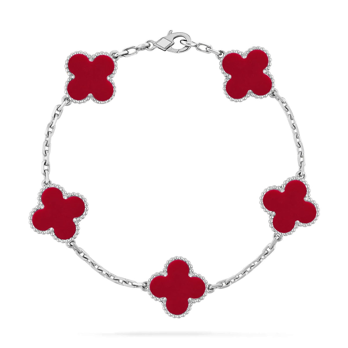 [Bling Jewelrys ] CLOVER 5 MOTIF RED CORNELIAN BRACELET COLLECTION