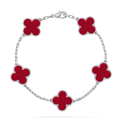 [Bling Jewelrys ] CLOVER 5 MOTIF RED CORNELIAN BRACELET COLLECTION