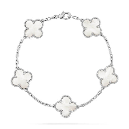 [Bling Jewelry] KLEEBATT WEISSE PERLMUTT 5-MOTIV ARMBAND KOLLEKTION