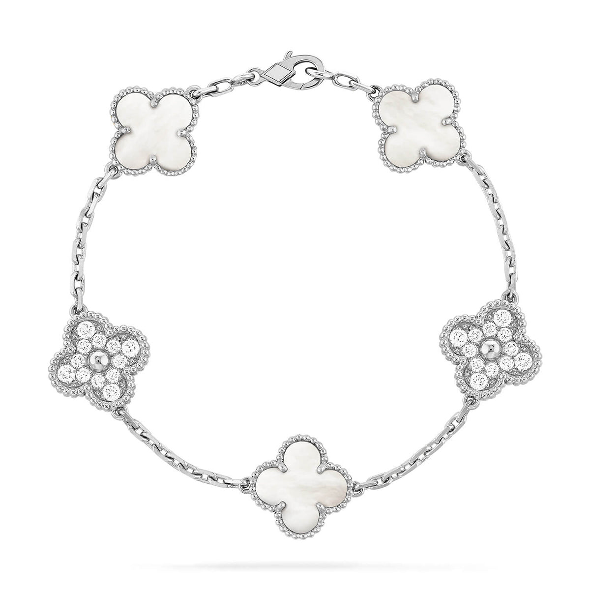 [Bling Jewelry] KLEEBATT WEISSE PERLMUTT 5-MOTIV ARMBAND KOLLEKTION