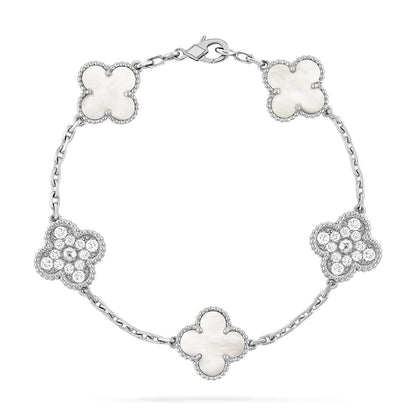 [Bling Jewelry] KLEEBATT WEISSE PERLMUTT 5-MOTIV ARMBAND KOLLEKTION