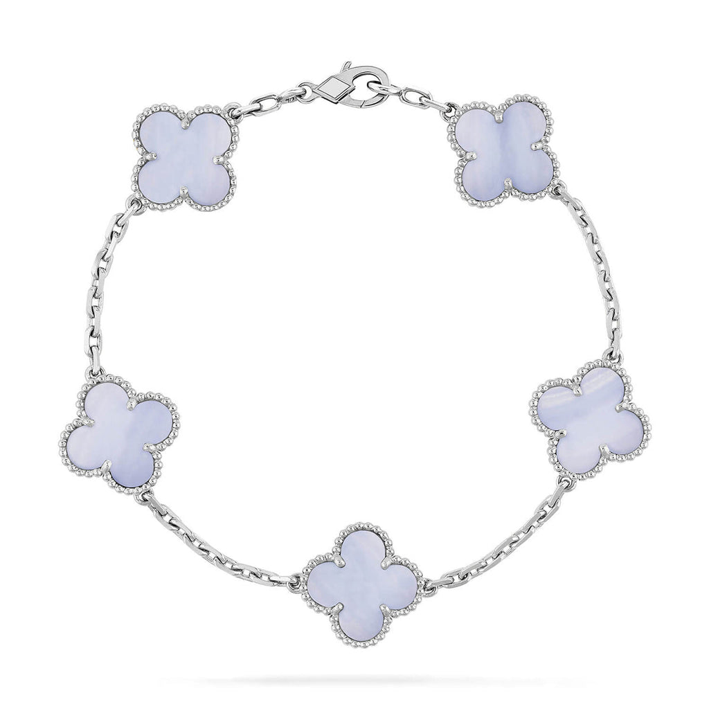 [Bling Jewelrys ] CLOVER 5 MOTIF PURPLE CHALCEDONY BRACELET COLLECTION