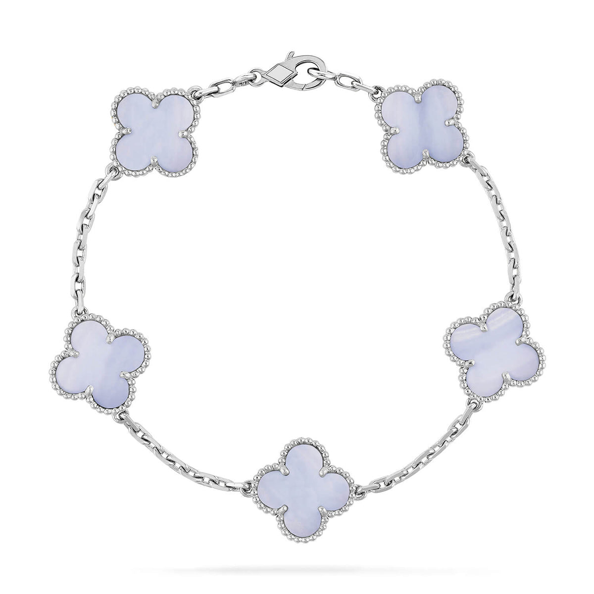 [Bling Jewelrys ] CLOVER 5 MOTIF PURPLE CHALCEDONY BRACELET COLLECTION