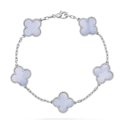 [Bling Jewelrys ] CLOVER 5 MOTIF PURPLE CHALCEDONY BRACELET COLLECTION