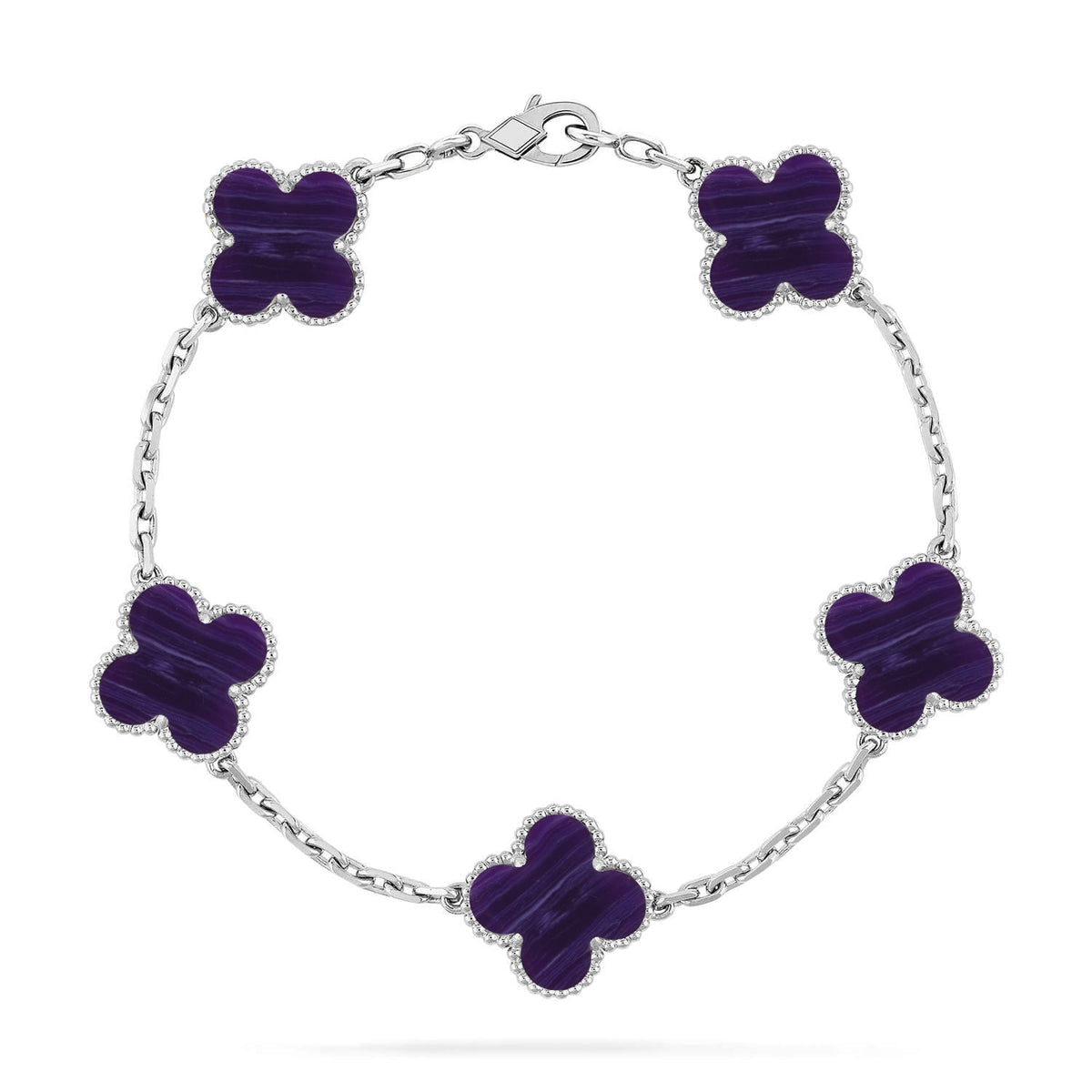 {
  "Bling Jewelrys": "ブリングジュエリー",
  "CLOVER 5 MOTIF PURPLE STRIPES BRACELET COLLECTION": "クローバー 5モチーフ パープルストライプ ブレスレットコレクション"
}