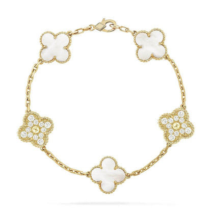 [Bling Jewelry] KLEEBATT WEISSE PERLMUTT 5-MOTIV ARMBAND KOLLEKTION