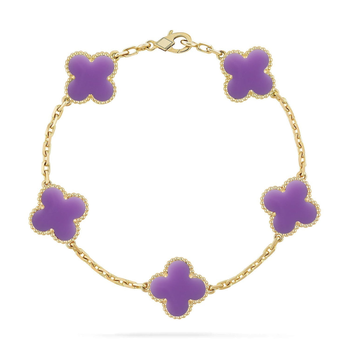 [Bling Jewelrys ]KLEEBLATT 5 MOTIV HELLVIOLETT ARMBAND KOLLEKTION