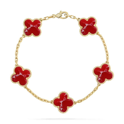 {
  "Bling Jewelrys": "Bling Jewelrys",
  "CLOVER 5 MOTIF RED PATTERN BRACELET COLLECTION": "KLEEBLATT 5-MOTIV ARMBAND-KOLLEKTION MIT ROTEM MUSTER"
}