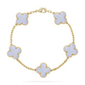 [Bling Jewelrys ] CLOVER 5 MOTIF PURPLE CHALCEDONY BRACELET COLLECTION