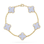 [Bling Jewelrys ] CLOVER 5 MOTIF PURPLE CHALCEDONY BRACELET COLLECTION