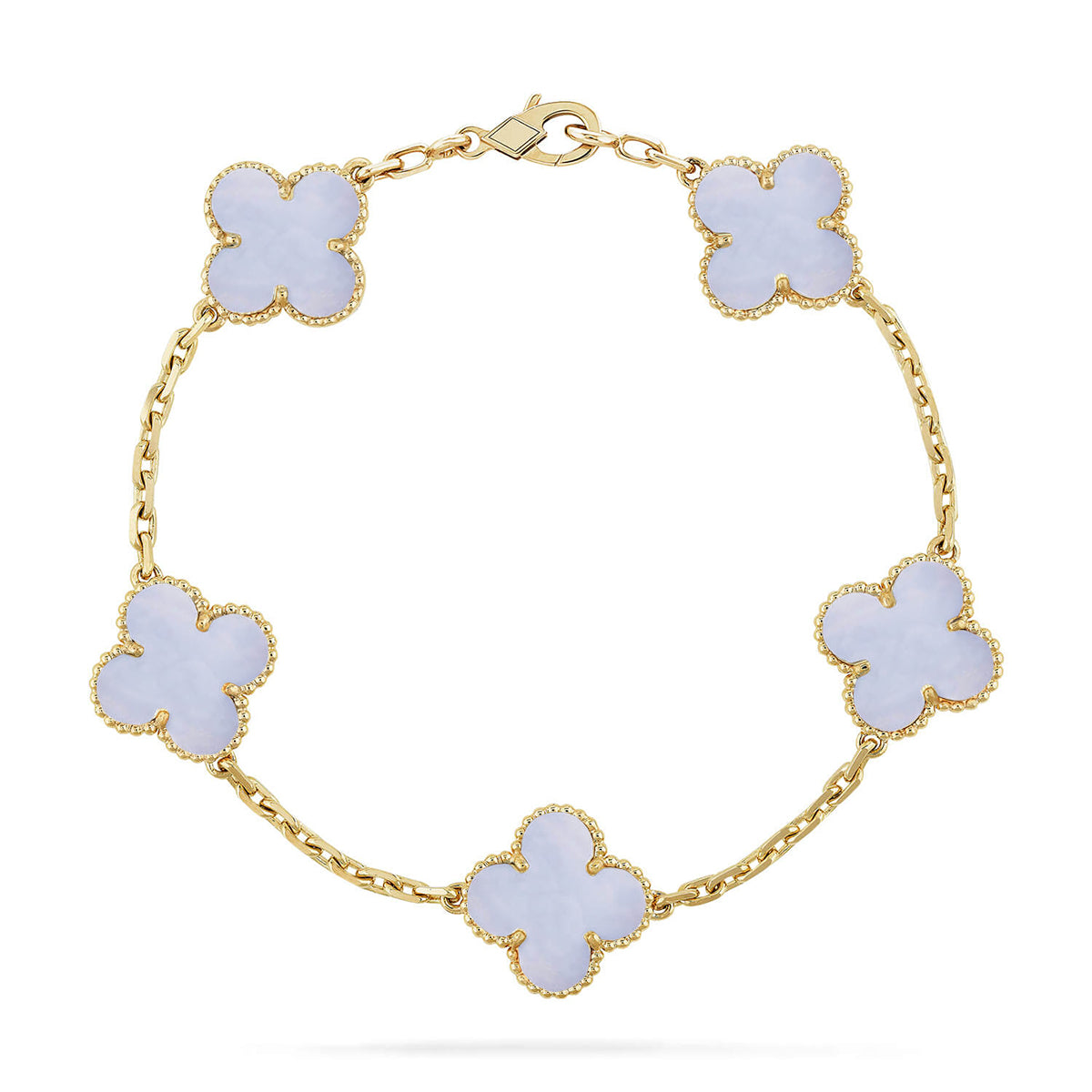 [Bling Jewelrys ] CLOVER 5 MOTIF PURPLE CHALCEDONY BRACELET COLLECTION