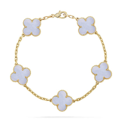 [Bling Jewelrys ] CLOVER 5 MOTIF PURPLE CHALCEDONY BRACELET COLLECTION