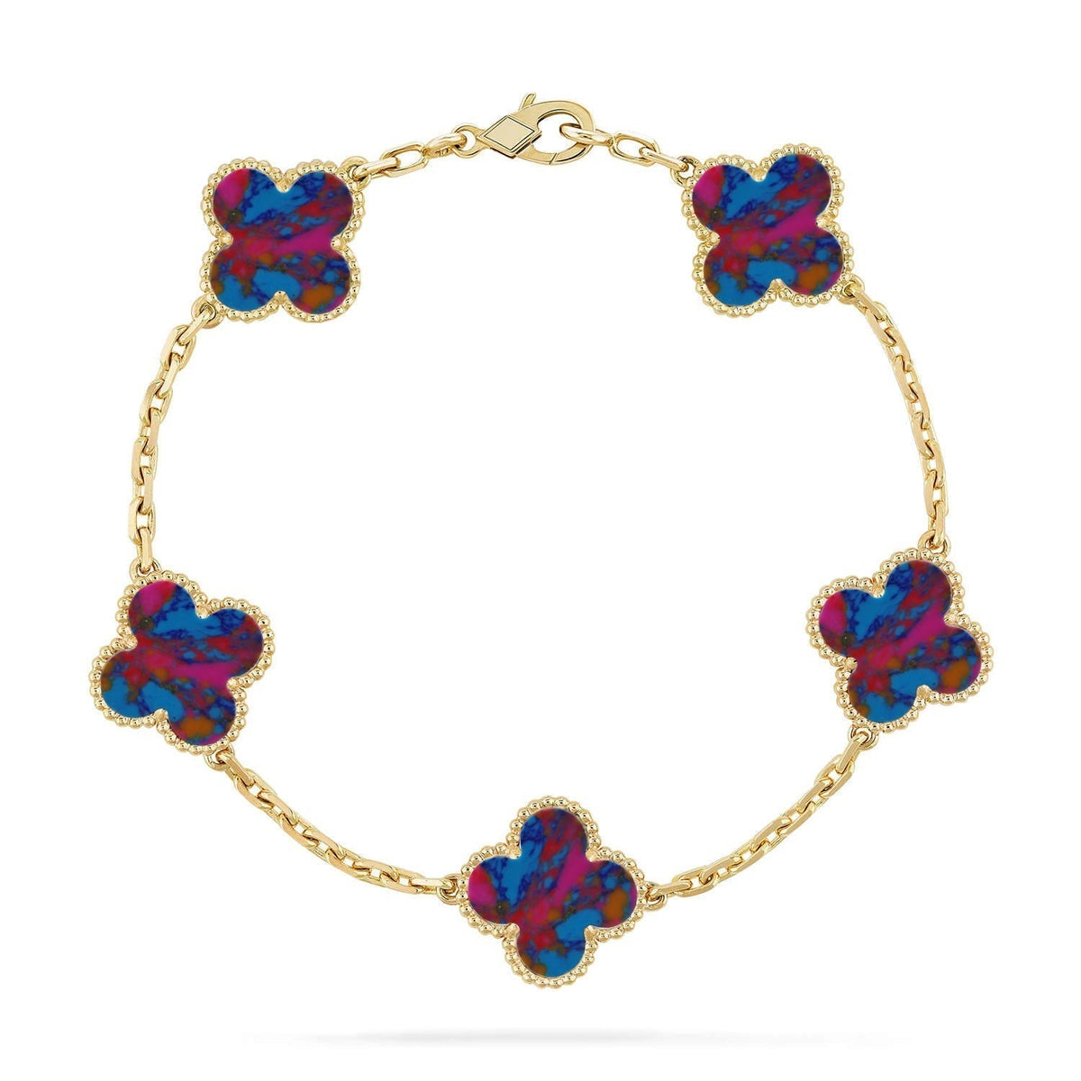 {
  "Bling Jewelrys ": "Bling Jewelrys ",
  "CLOVER 5 MOTIF COLOR GEMSTONES BRACELET COLLECTION": "KLEEBLATT 5-MOTIV FARBEDELSTEIN-ARMBAND KOLLEKTION"
}
