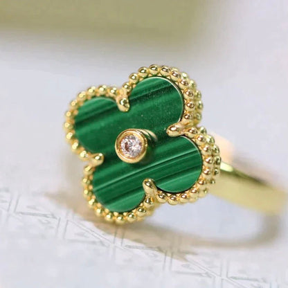[Bling Jewelrys ]CLOVER MALACHITE RING GOLD DIAMOND