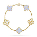 [Bling Jewelrys ] CLOVER 5 MOTIF PURPLE CHALCEDONY BRACELET COLLECTION