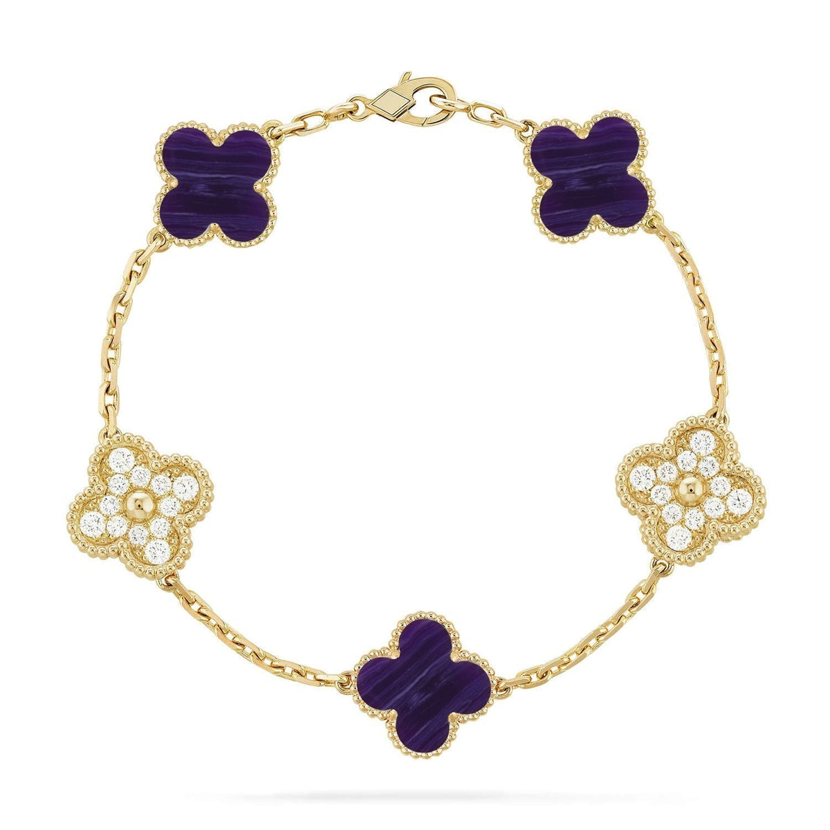 {
  "Bling Jewelrys": "ブリングジュエリー",
  "CLOVER 5 MOTIF PURPLE STRIPES BRACELET COLLECTION": "クローバー 5モチーフ パープルストライプ ブレスレットコレクション"
}