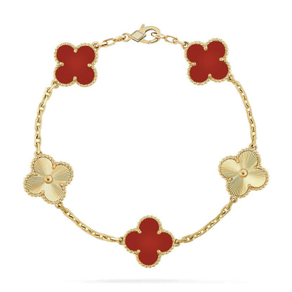 [Bling Jewelrys ] CLOVER 5 MOTIF RED CORNELIAN BRACELET COLLECTION