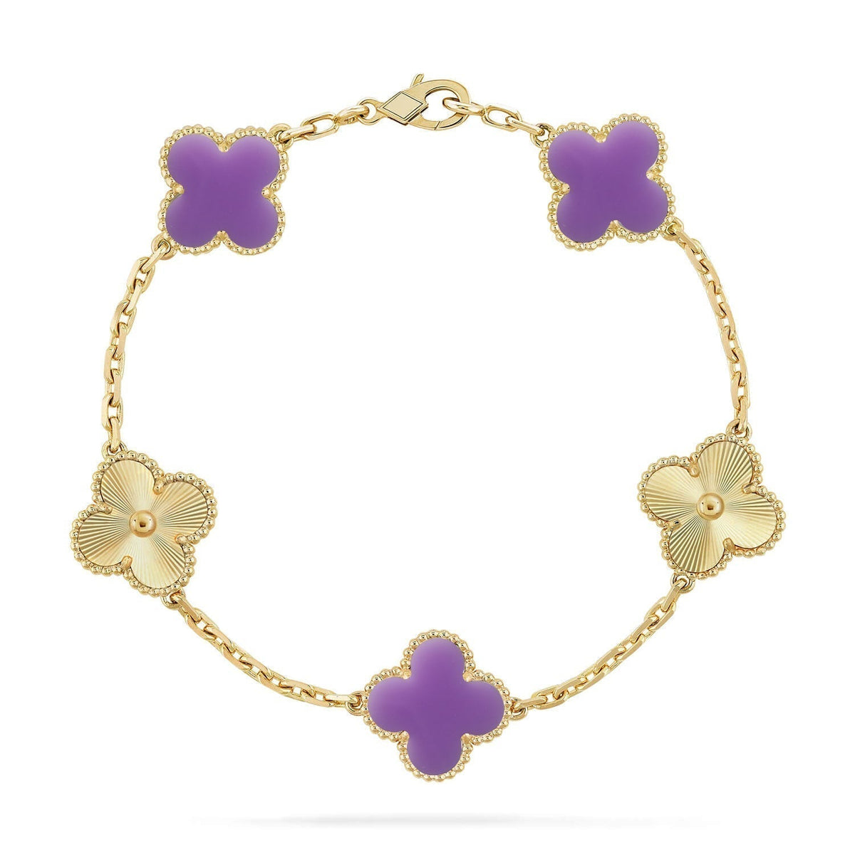 [Bling Jewelrys ]KLEEBLATT 5 MOTIV HELLVIOLETT ARMBAND KOLLEKTION
