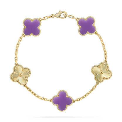 [Bling Jewelrys ]KLEEBLATT 5 MOTIV HELLVIOLETT ARMBAND KOLLEKTION