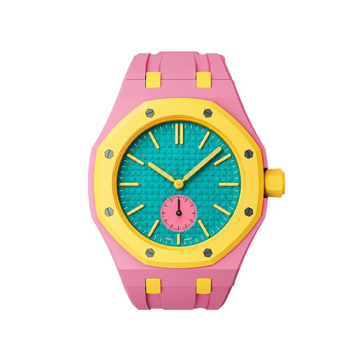 [Bling Jewelrys]OAK POP EXCLUSIVE PINK AND YELLOW SILICONE STRAP