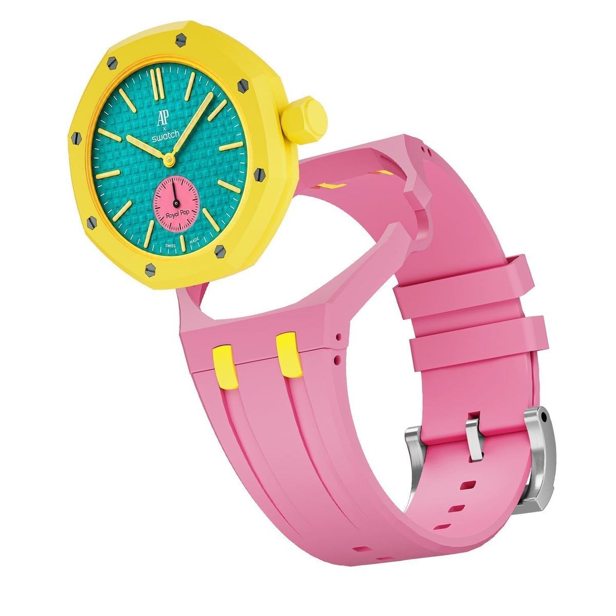 [Bling Jewelrys]OAK POP EXCLUSIVE PINK AND YELLOW SILICONE STRAP