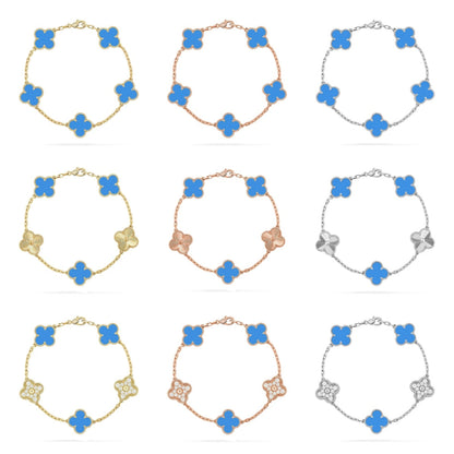 {
  "Bling Jewelrys": "ブリング・ジュエリー",
  "CLOVER 5 MOTIF BLUE AGATE BRACELET COLLECTION": "クローバー 5モチーフ ブルーアゲート ブレスレット コレクション"
}