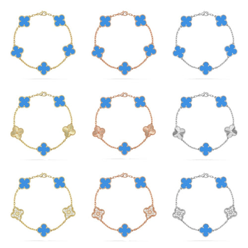 {
  "Bling Jewelrys": "ブリング・ジュエリー",
  "CLOVER 5 MOTIF BLUE AGATE BRACELET COLLECTION": "クローバー 5モチーフ ブルーアゲート ブレスレット コレクション"
}
