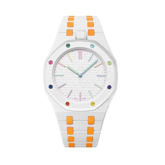 [Bling Jewelrys]OAK POP EXKLUSIVES ARMBAND AUS BIOKERAMIK IN WEISS UND ORANGE