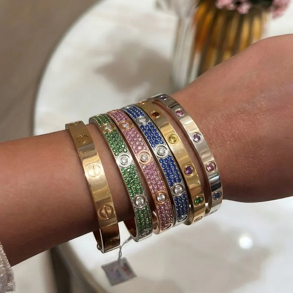 [Bling Jewelrys]CLASSIC 6.1MM LOVE BRACELET 10-DIAMOND FULL PAVÉ