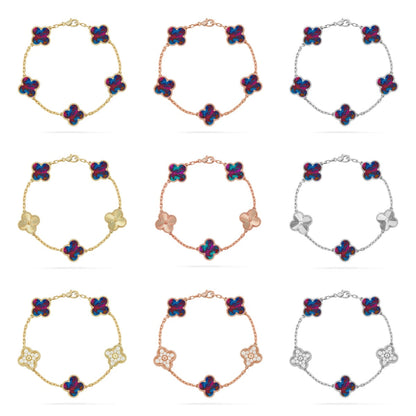 {
  "Bling Jewelrys ": "Bling Jewelrys ",
  "CLOVER 5 MOTIF COLOR GEMSTONES BRACELET COLLECTION": "KLEEBLATT 5-MOTIV FARBEDELSTEIN-ARMBAND KOLLEKTION"
}