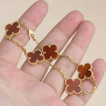 [Bling Jewelrys ] CLOVER 5 MOTIF RED CORNELIAN BRACELET COLLECTION