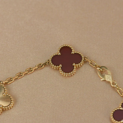 [Bling Jewelrys ] CLOVER 5 MOTIF RED CORNELIAN BRACELET COLLECTION