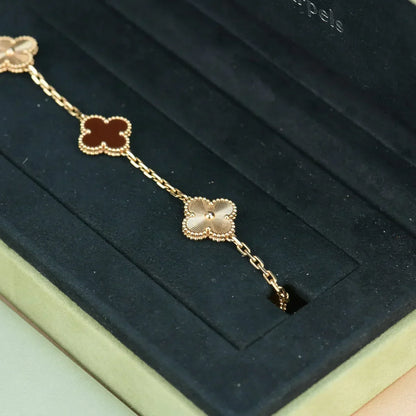 [Bling Jewelrys ] CLOVER 5 MOTIF RED CORNELIAN BRACELET COLLECTION