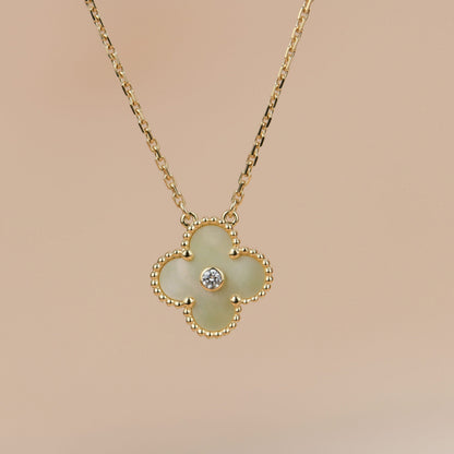 [Bling Jewelrys] KLEEBATT 15MM DIAMANT GOLD PERLMUTT HALSKETTE