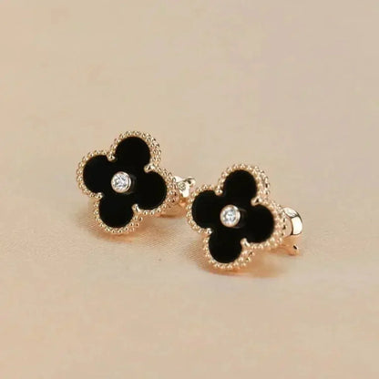 [Bling Jewelrys] KLEEBATT MITTEL 1 MOTIV ONYX DIAMANT OHRRINGE
