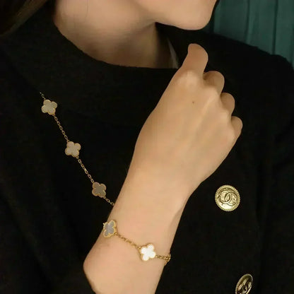 [Bling Jewelry] KLEEBATT WEISSE PERLMUTT 5-MOTIV ARMBAND KOLLEKTION