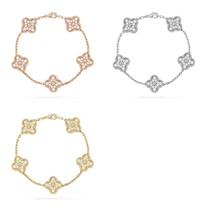 [Bling Jewelrys ] CLOVER 5 MOTIF FULL DIAMOND BRACELET COLLECTION