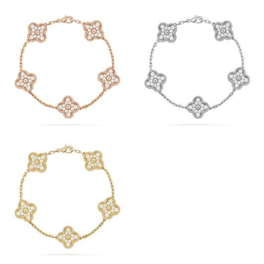 [Bling Jewelrys ] CLOVER 5 MOTIF FULL DIAMOND BRACELET COLLECTION