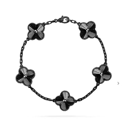 [Bling Jewelrys ]CLOVER 5 MOTIF BLACK BRACELET