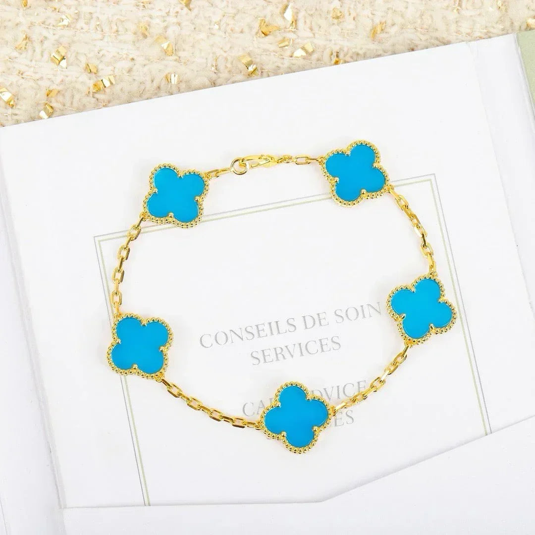[Bling Jewelrys ] CLOVER 5 MOTIF TURQUOISE BRACELET COLLECTION
