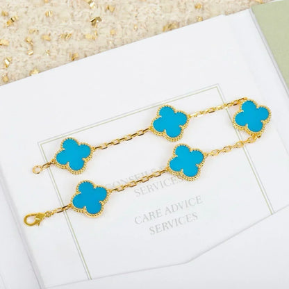 [Bling Jewelrys ] CLOVER 5 MOTIF TURQUOISE BRACELET COLLECTION