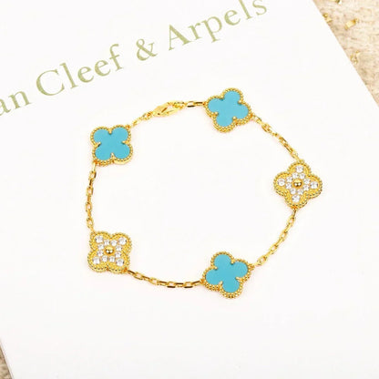 [Bling Jewelrys ] CLOVER 5 MOTIF TURQUOISE BRACELET COLLECTION